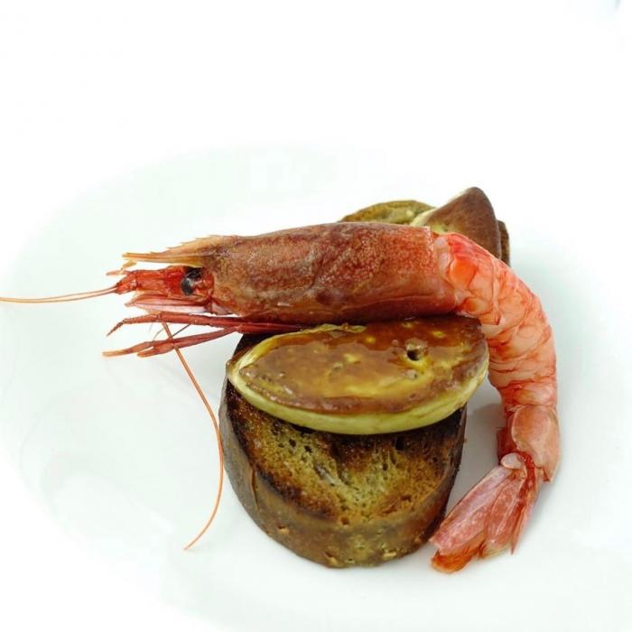 Foie Gras con gambero rosso